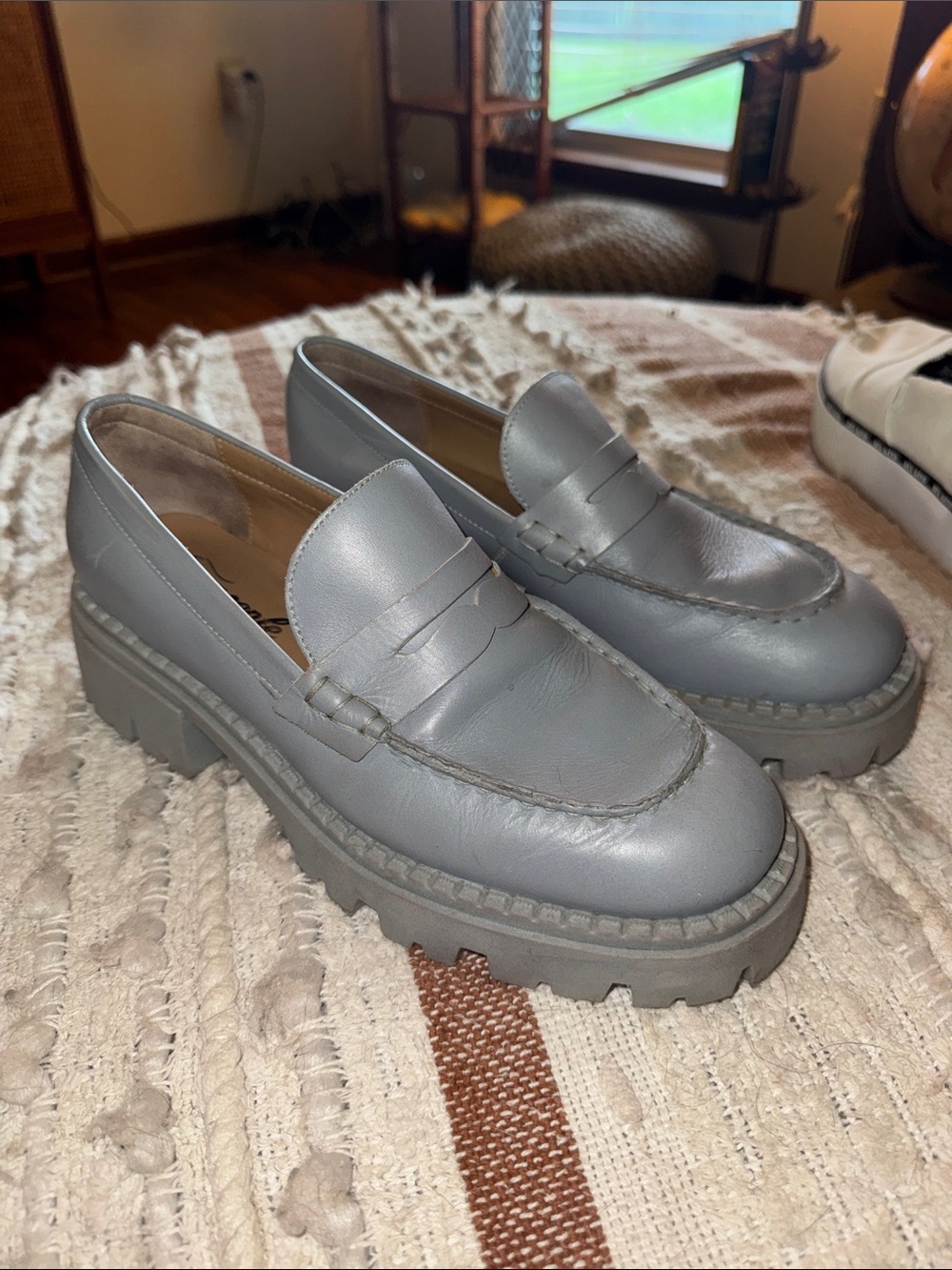 Free People Gray Chunky Penny Loafers